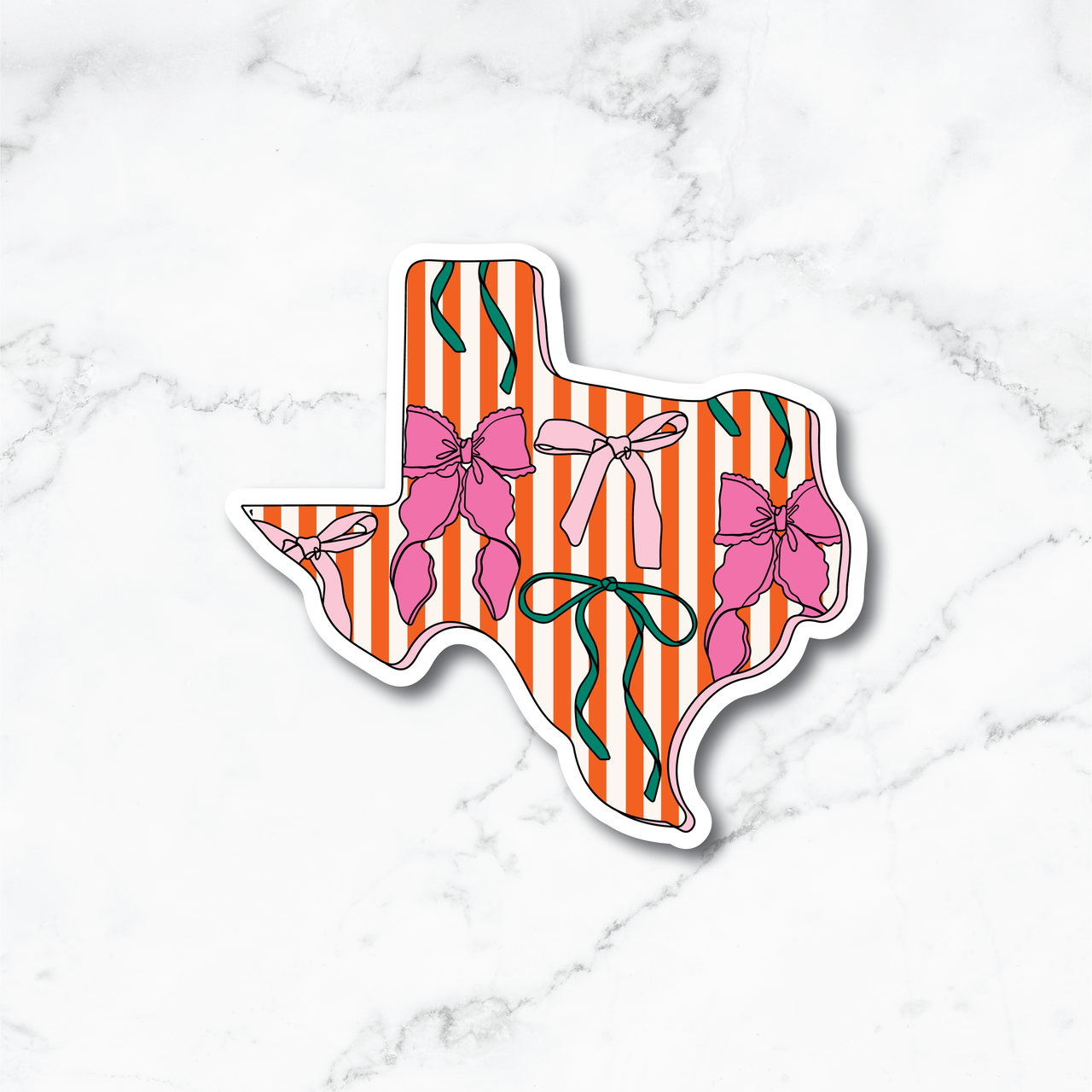 Stripes & Bows Texas Sticker