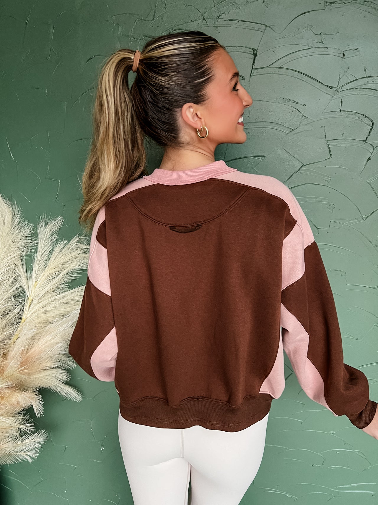 Dancing Queen Pullover With Asymmetrical Hemline- Brown/Pink