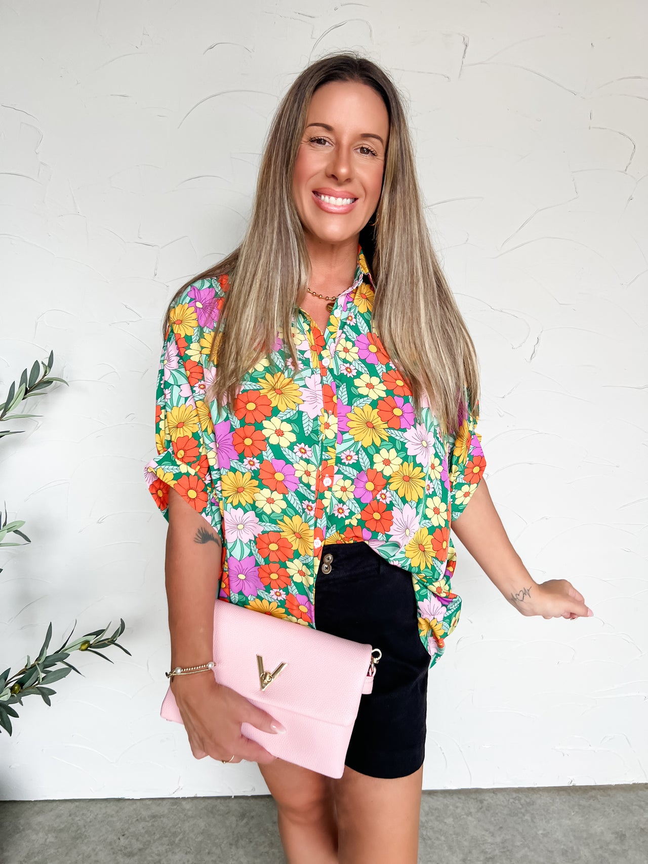 Eyes On The Prize Flower Boxy Cut Top- Green