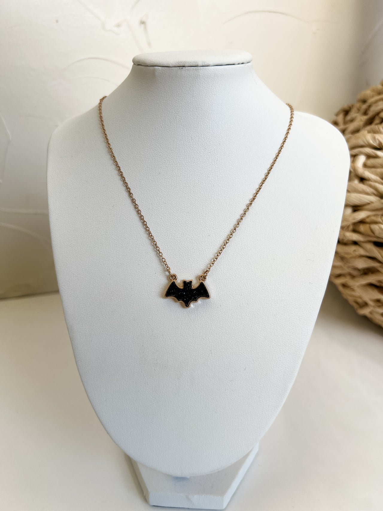 Black Bat Gold Necklace