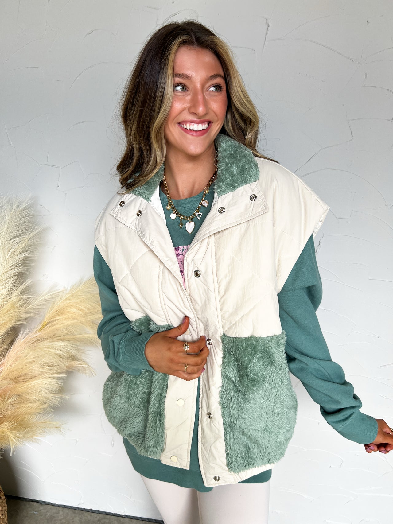 Cute As A Button Oversized Puffer Vest