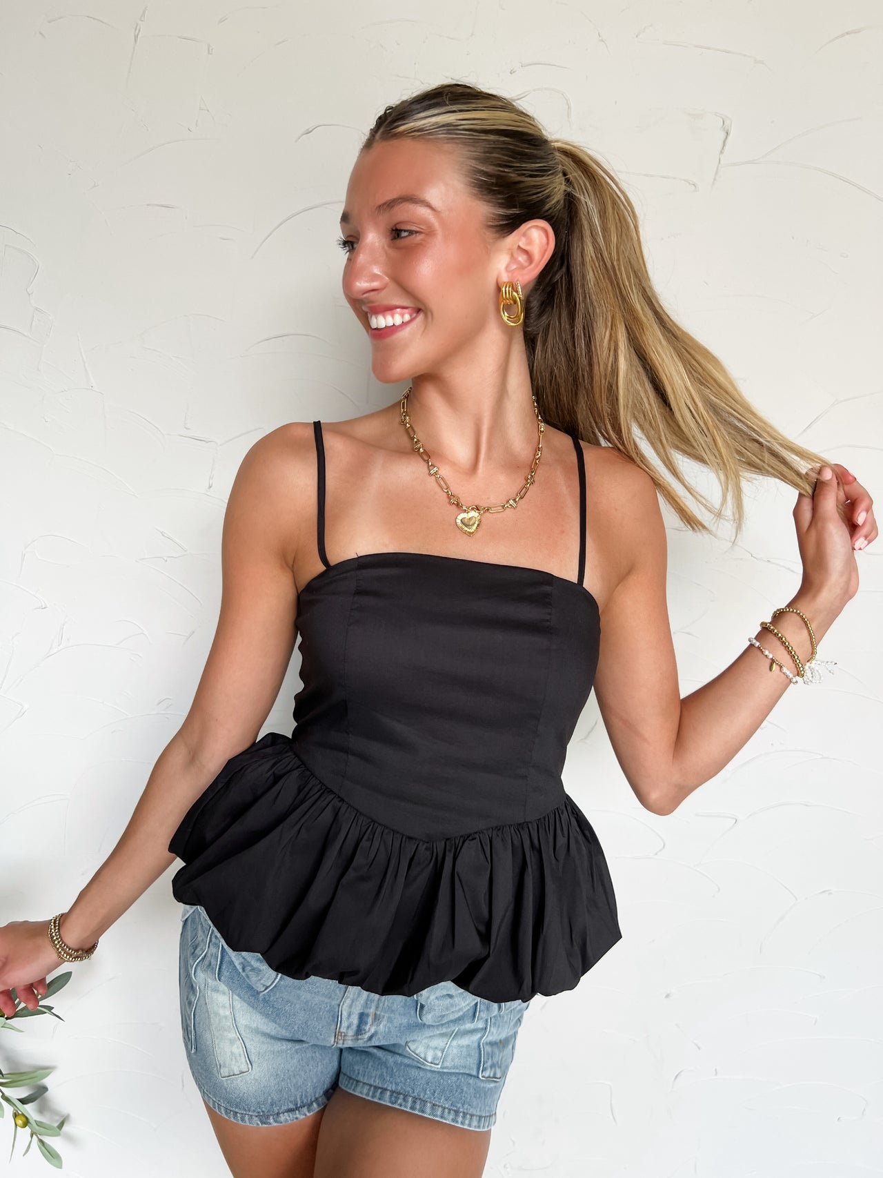 Cute On You Bubble Hem Cami Top