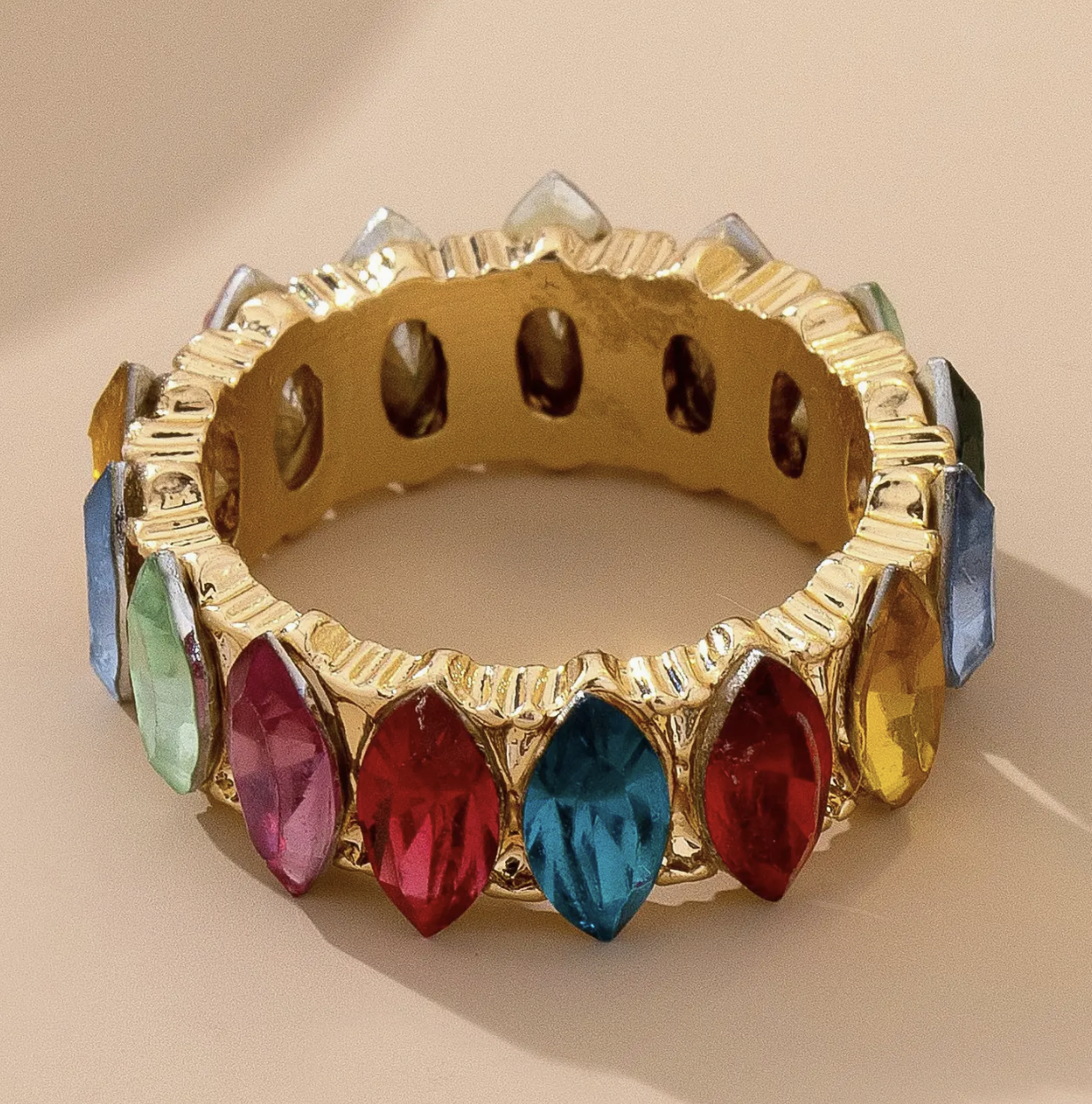 Rainbow Marquise Gem Eternity Band Ring