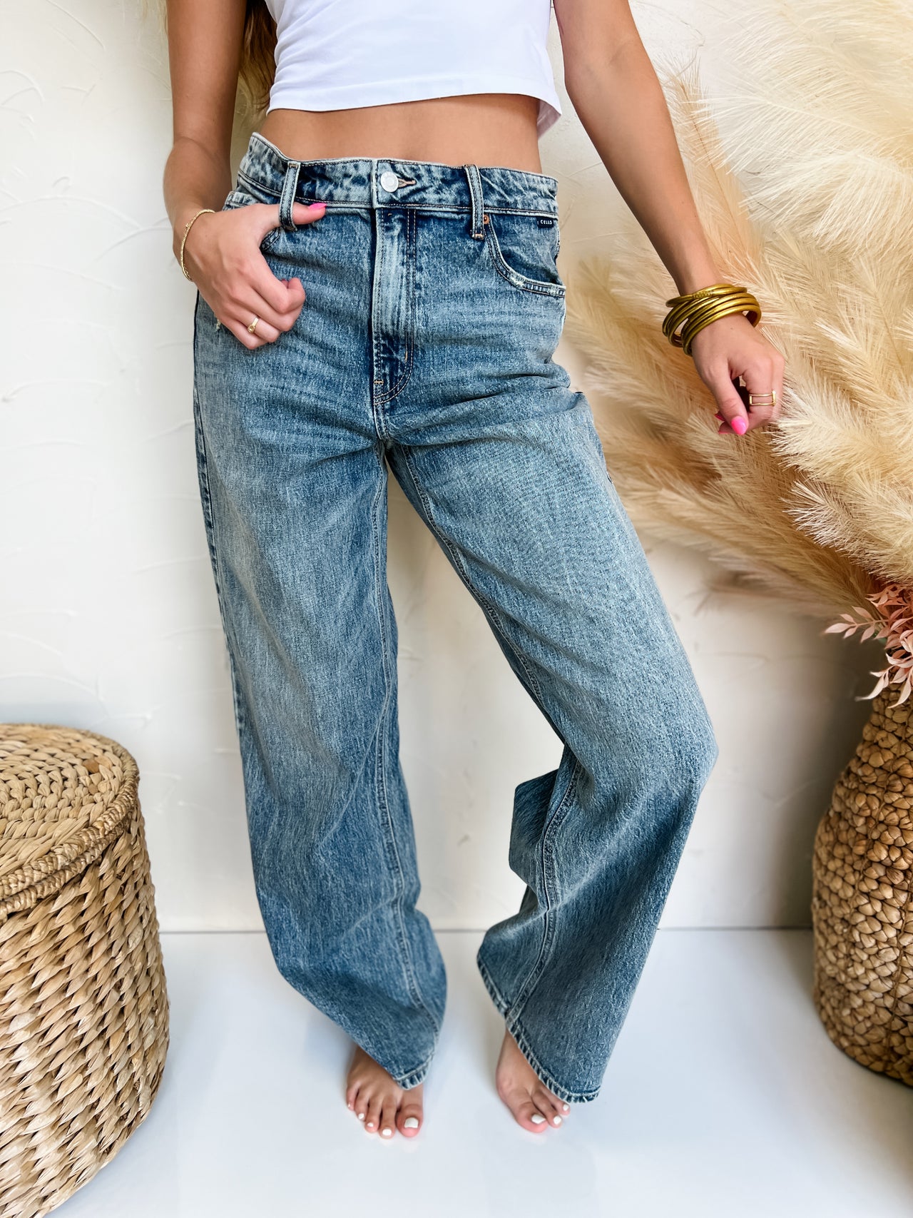 Let's Meet Later Low Waisted Wide Leg Jeans