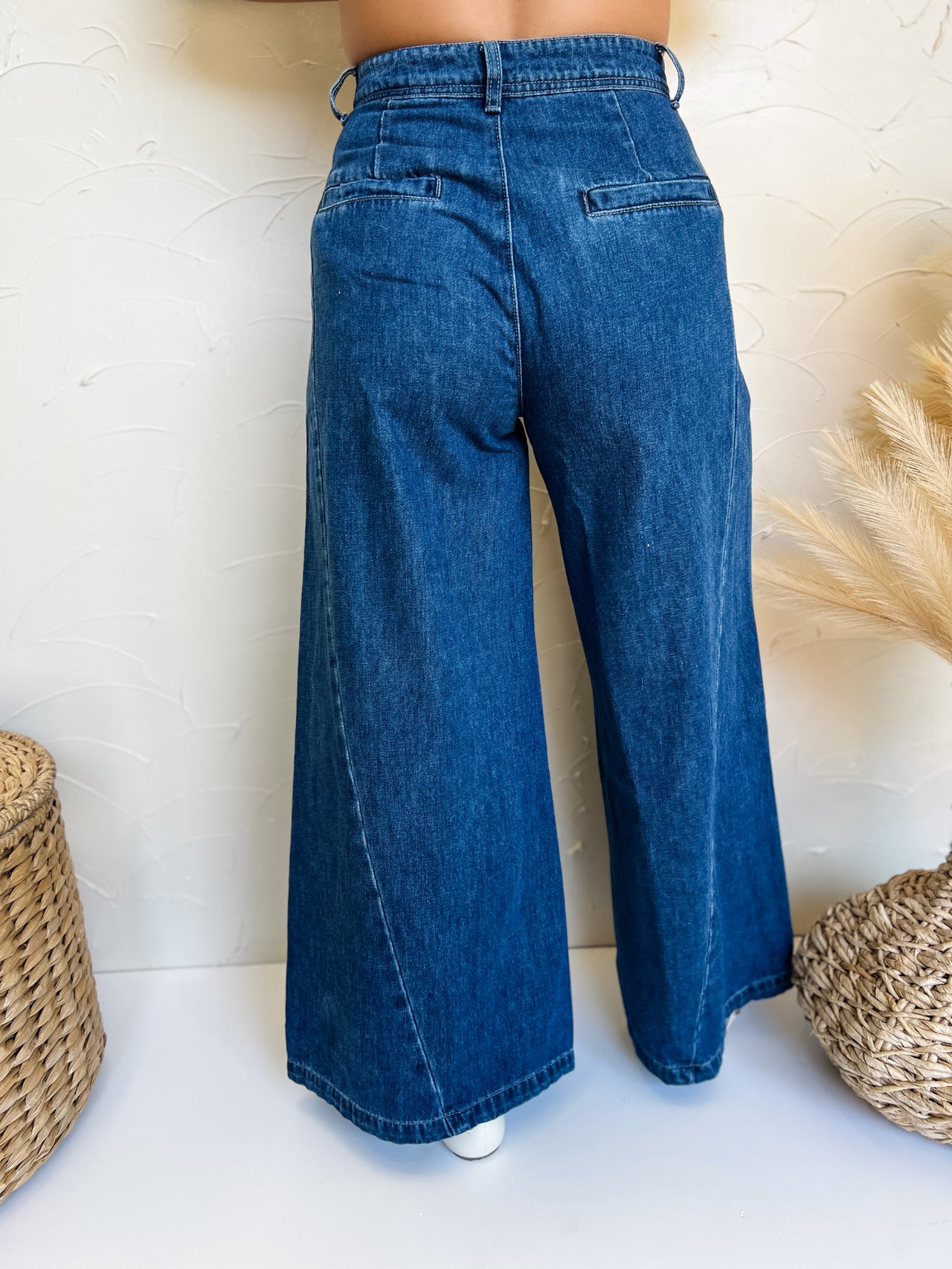 Simple Times Mineral Washed Wide Leg Denim Pants