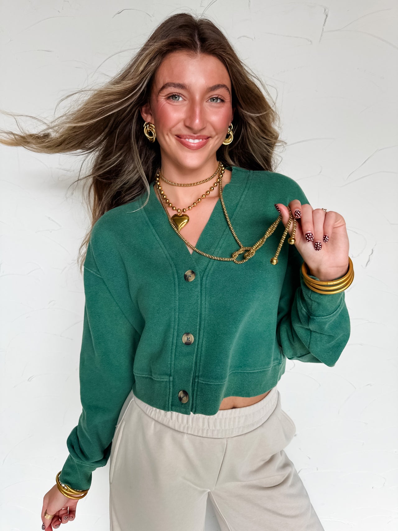 Thread Theory Zip Up Cardigan- Dark Green