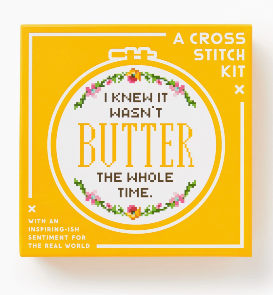 Brass Monkey I Knew It Wasn't Butter Cross Stitch Kit