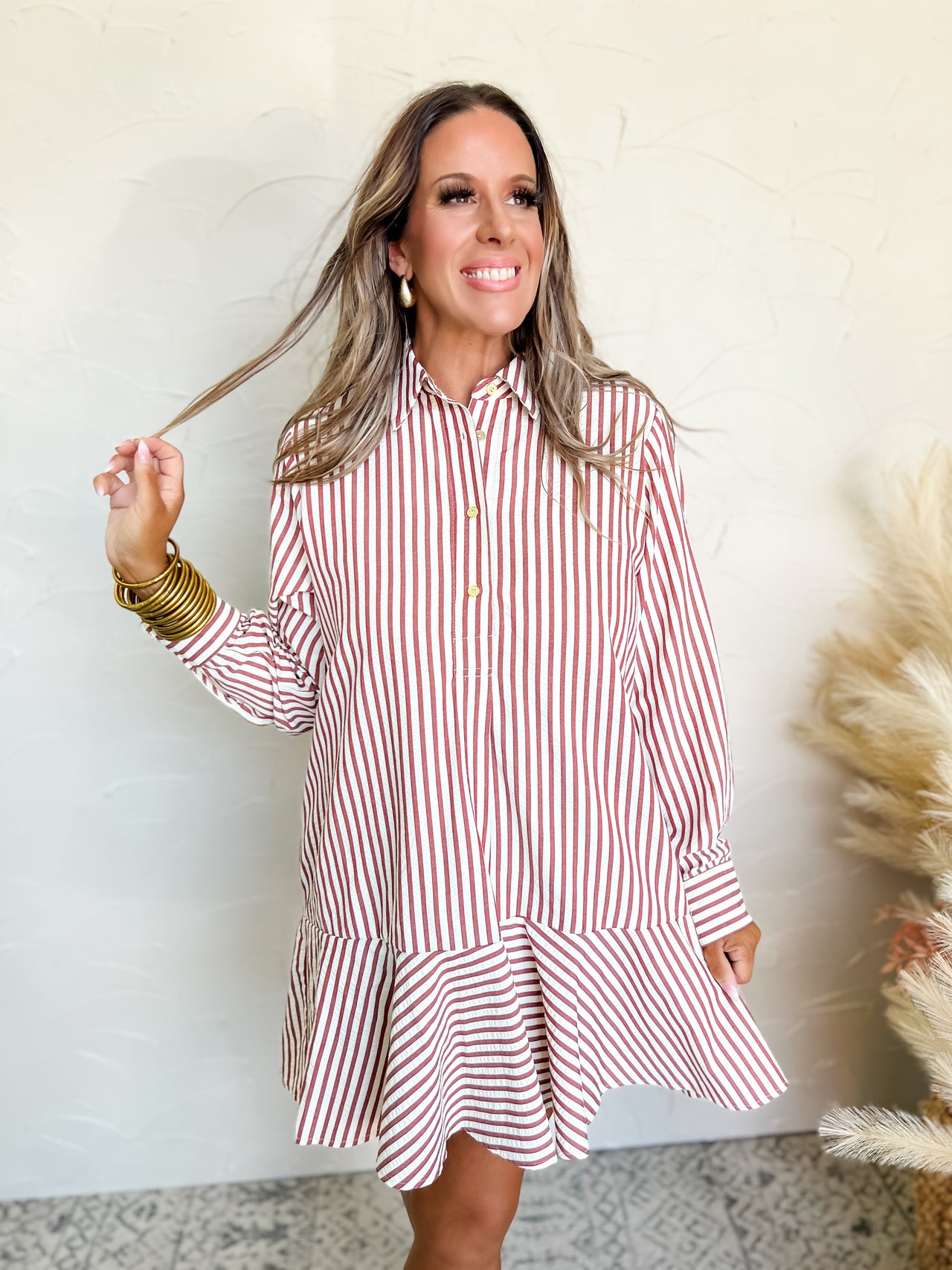 Best Laid Plans Long Sleeve Striped Dress