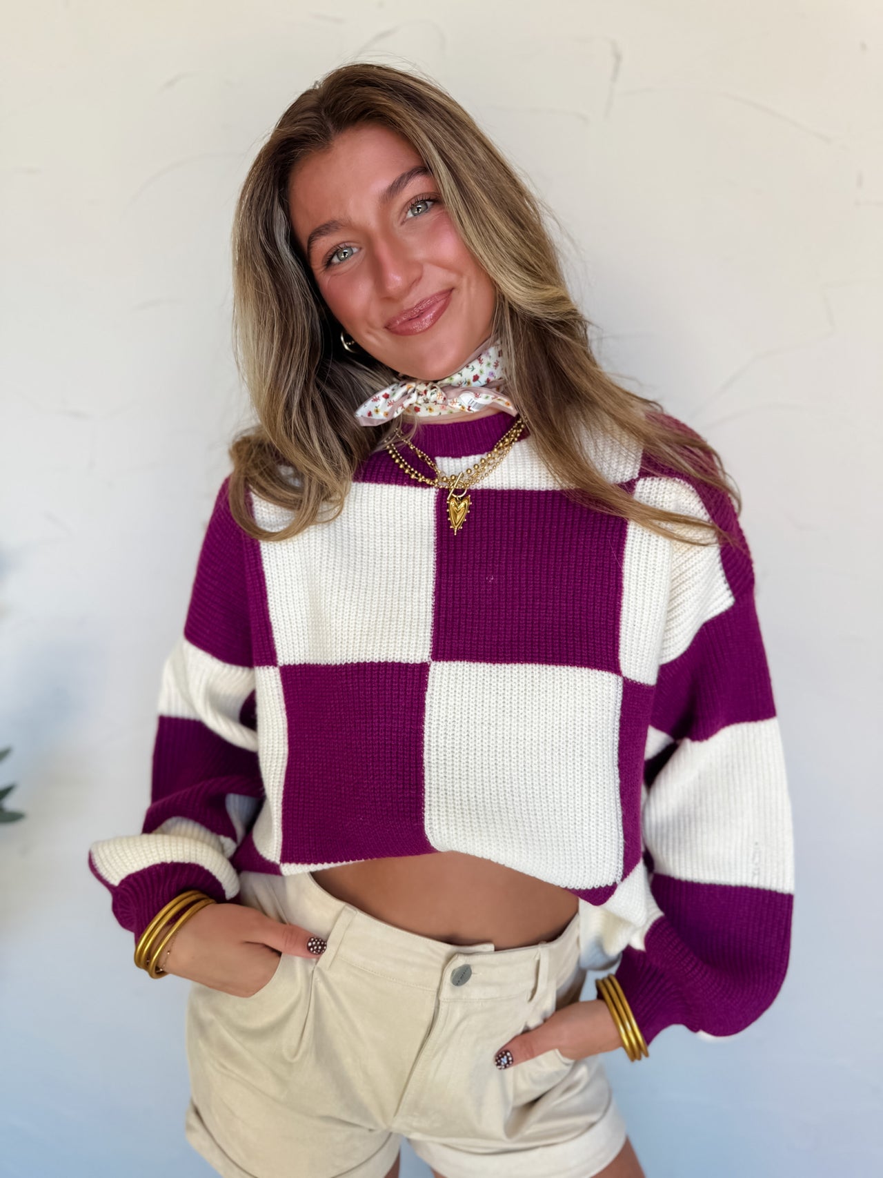 Too Good To Miss Oversized Checkered Pullover