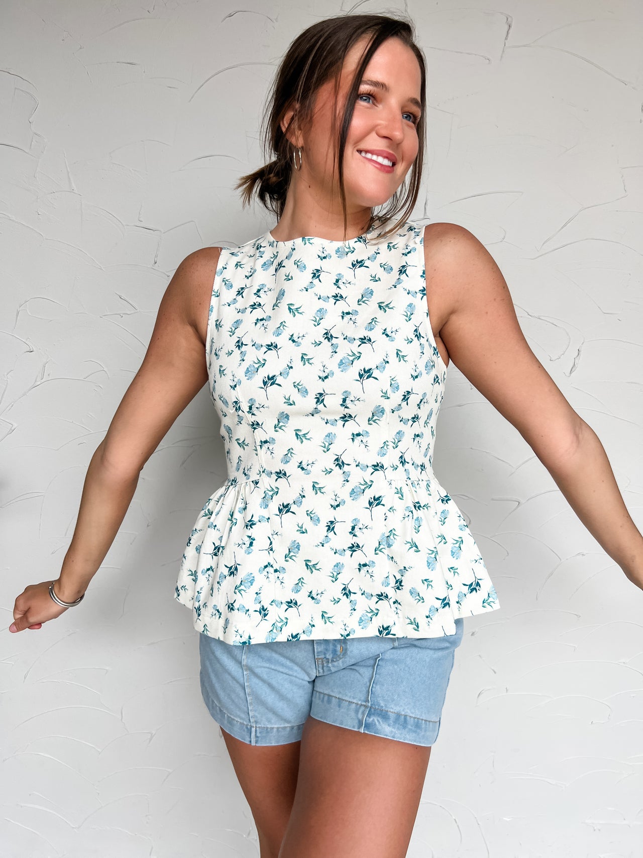 Keep The Joy Fitted  Flare Top- Cream