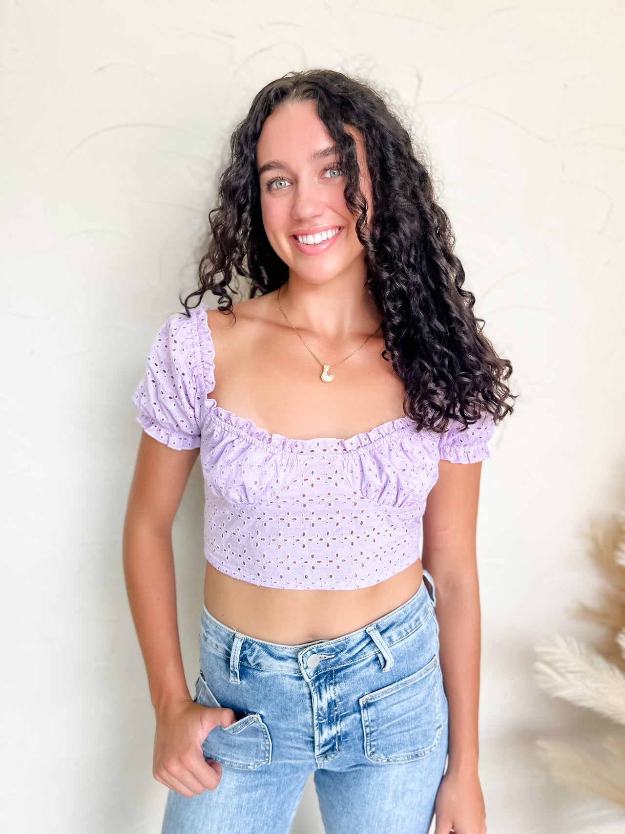 Mostly Amused Square Neck Top- Lilac