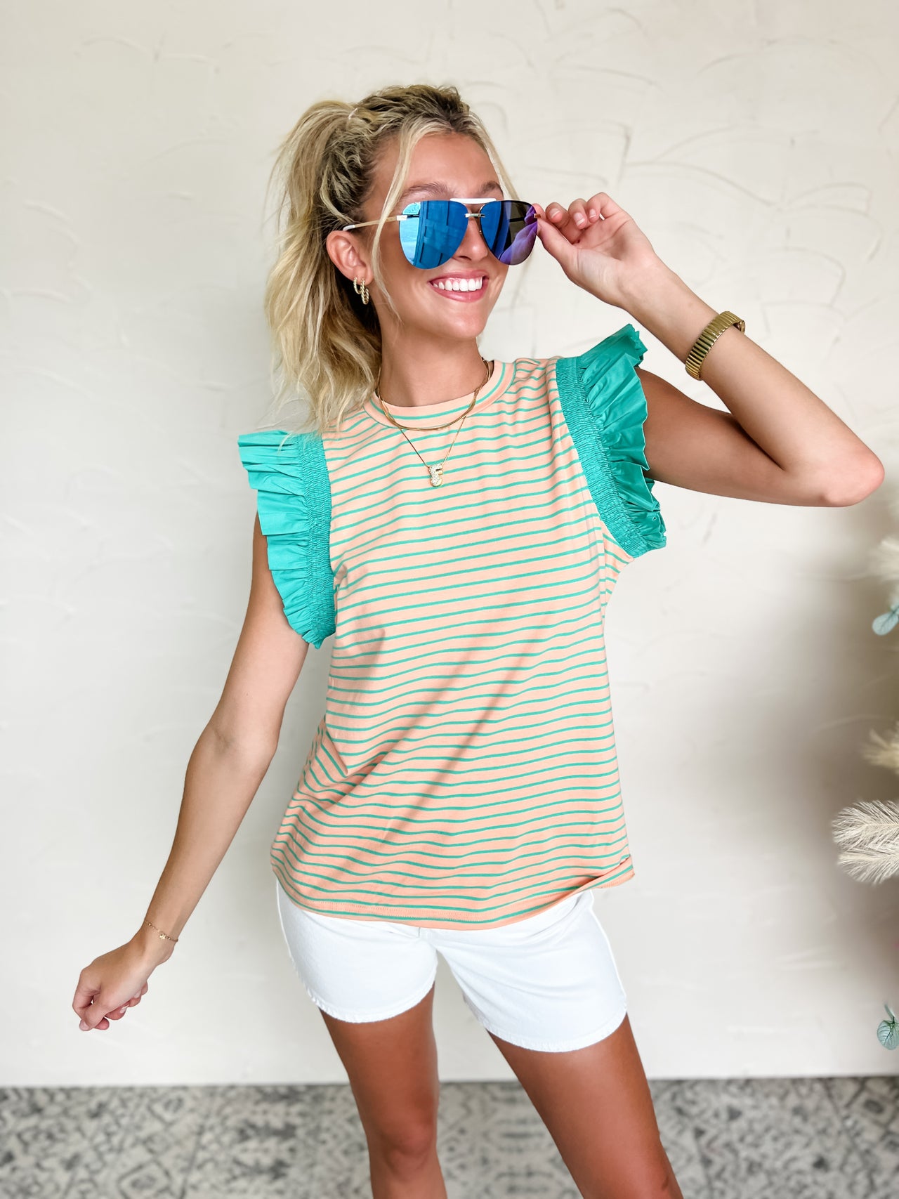 Clear Your Mind Mix Media Striped Top