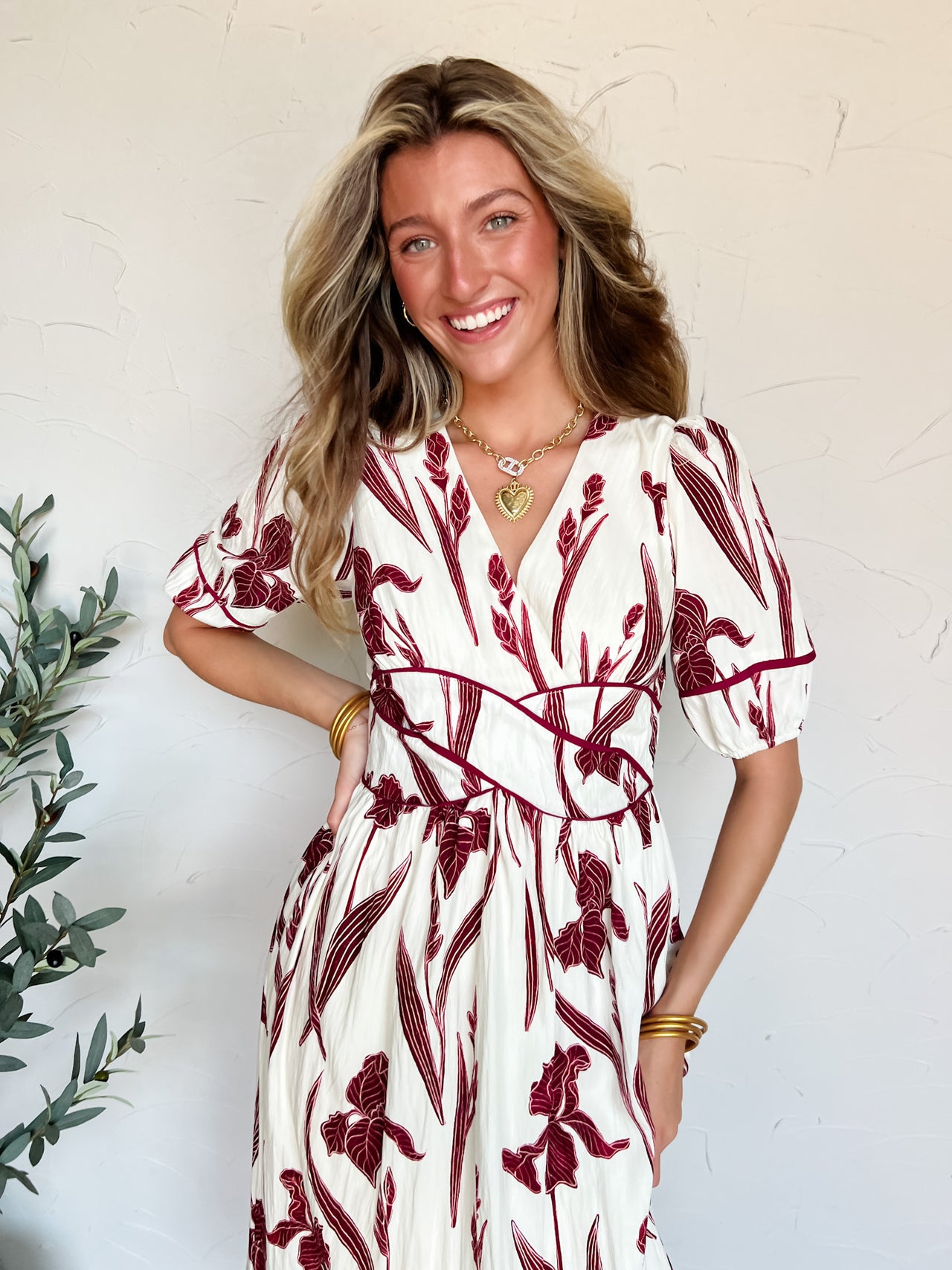 Turn A New Leaf Floral Puff Sleeve Dress