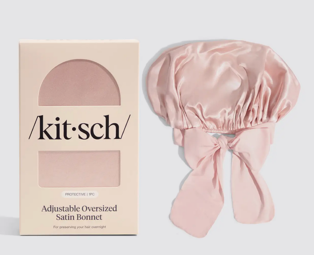Adjustable Oversized Satin Bonnet- Blush