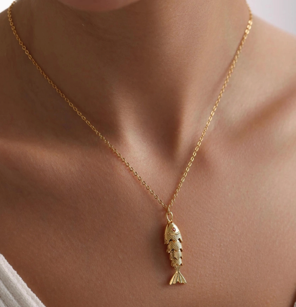 18K Stainless Steel Tarnish Free Fish Necklace