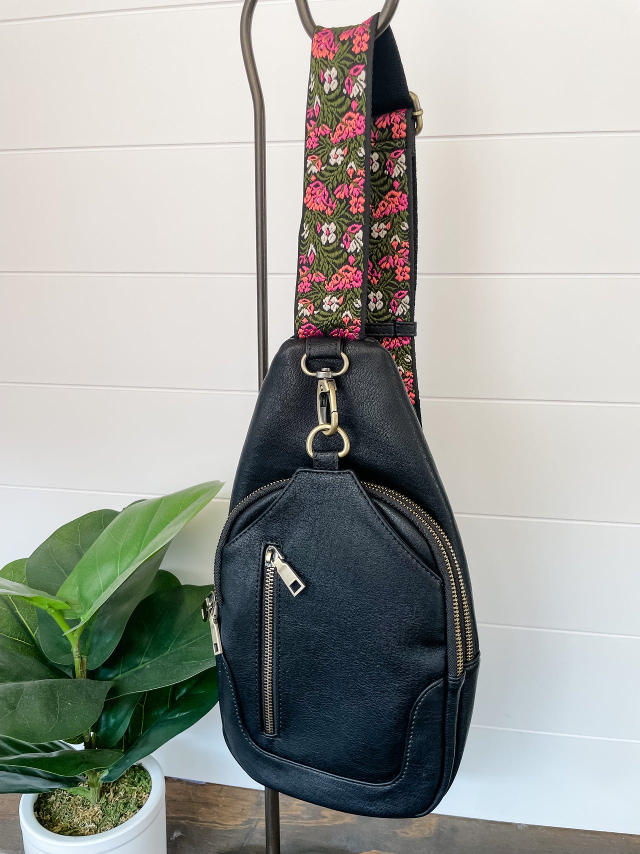 Haley Woven Crossbody- Black