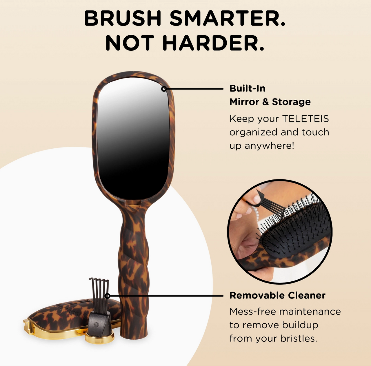 Tortoise Detangler Hair Brush For Fine Hair