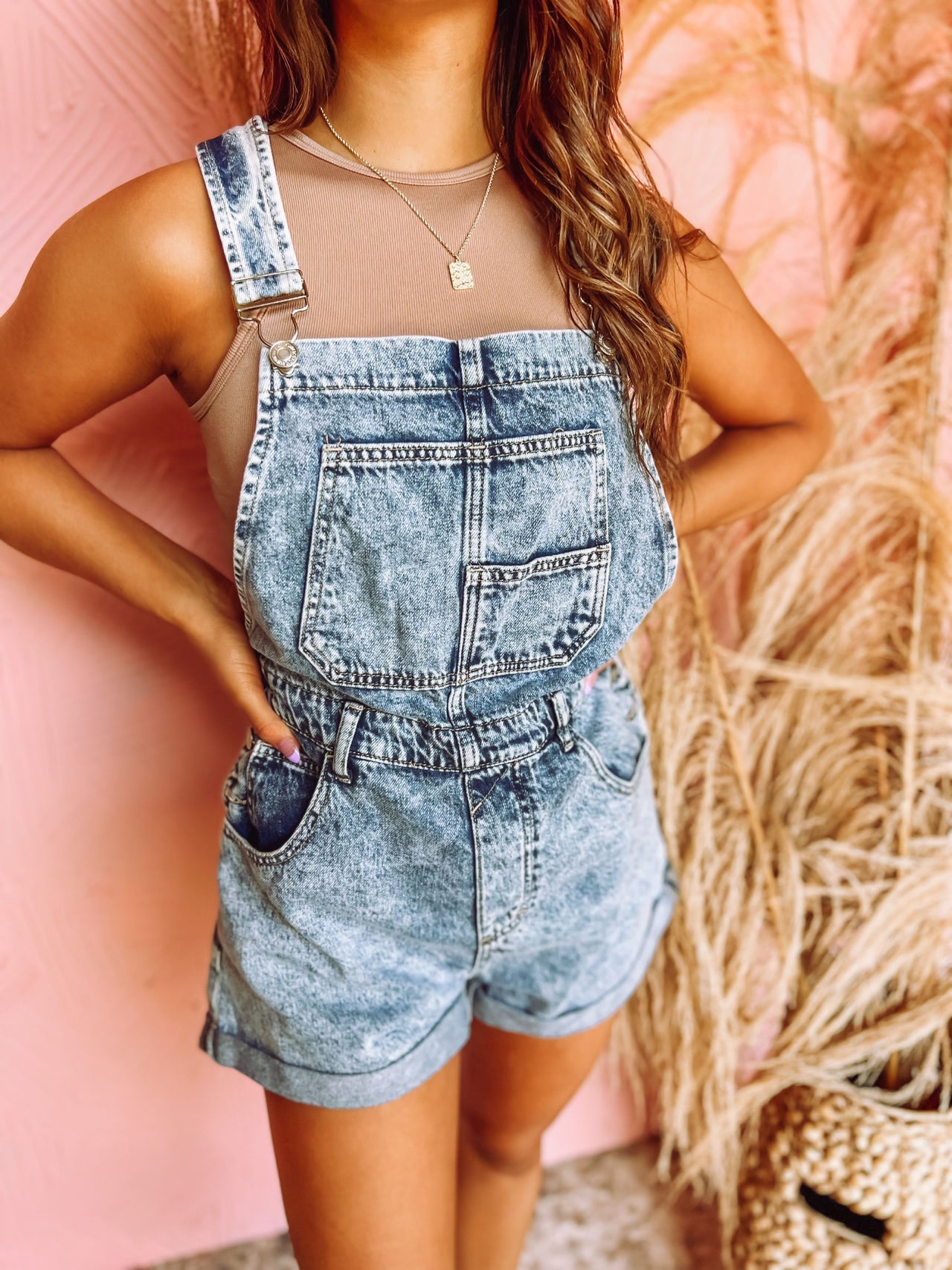 Good Vibes Only Denim Overalls