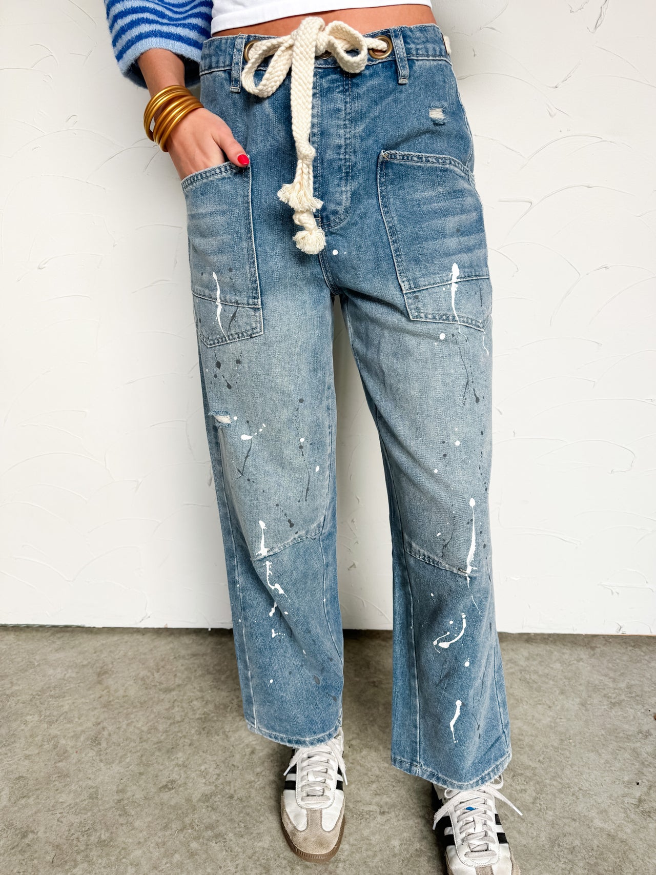 Feelin' Vintage Washed Painted Jeans