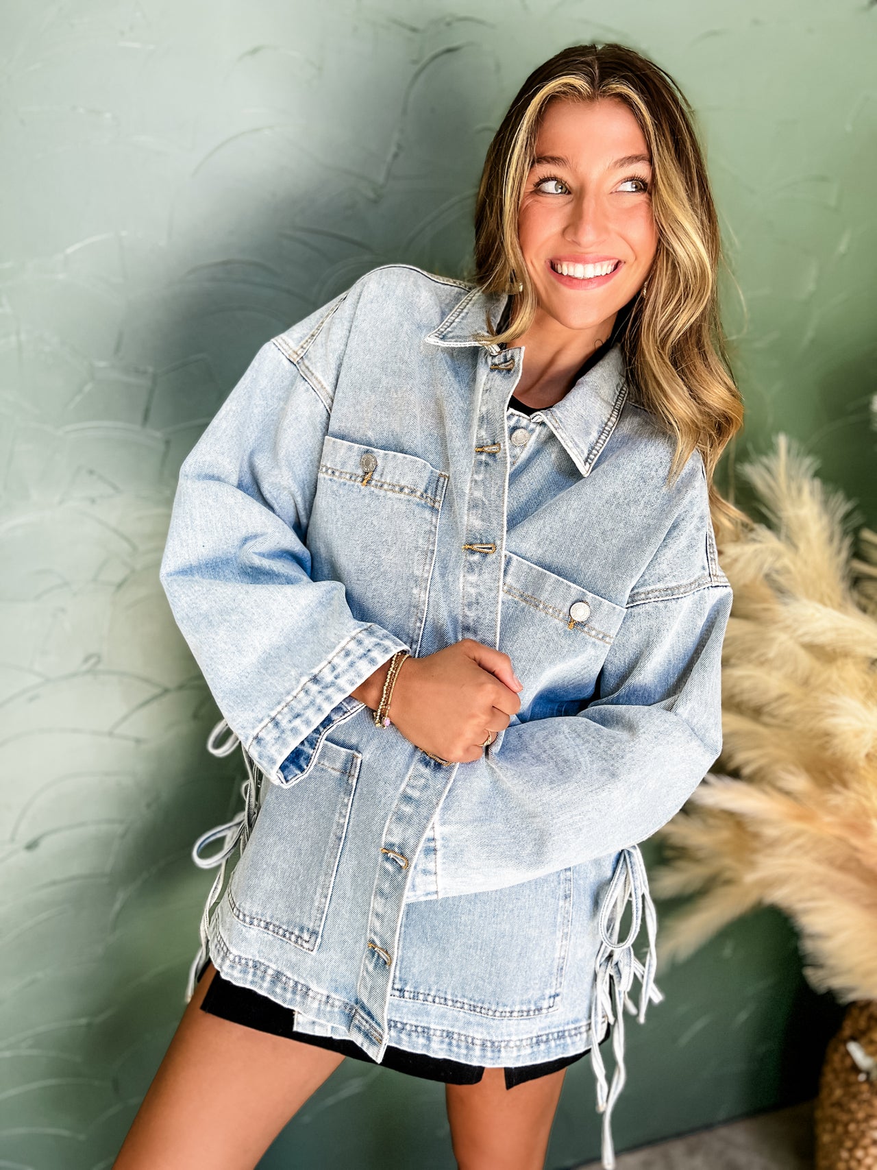 Refreshing Change Boho Side Tie Denim Jacket