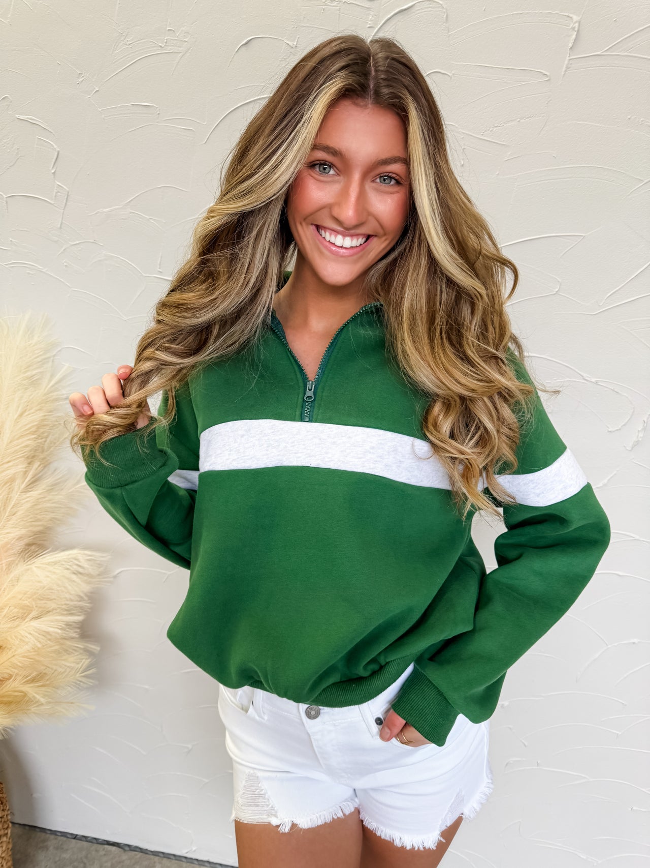 Can't Replace You Two Toned Sweatshirt- Green/Grey