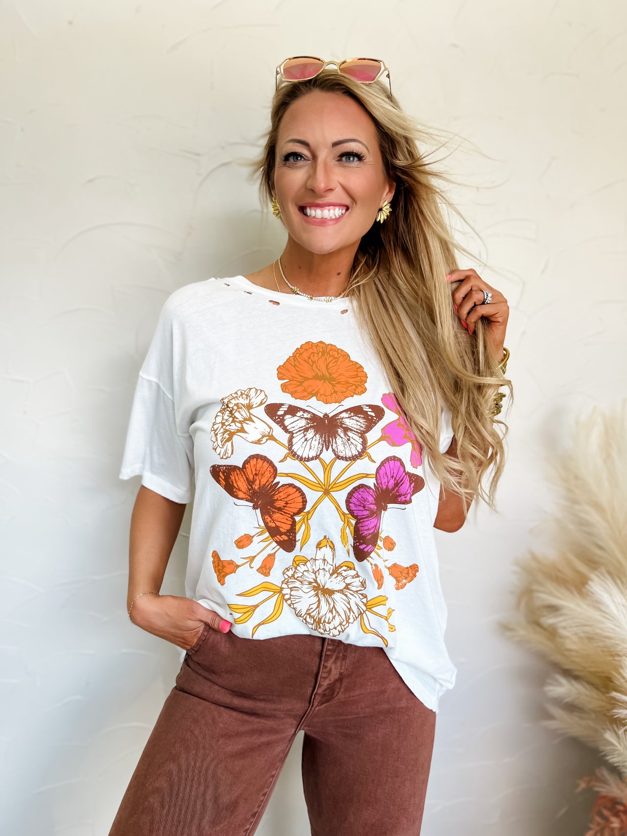 Flower Butterfly Oversized Graphic Tee