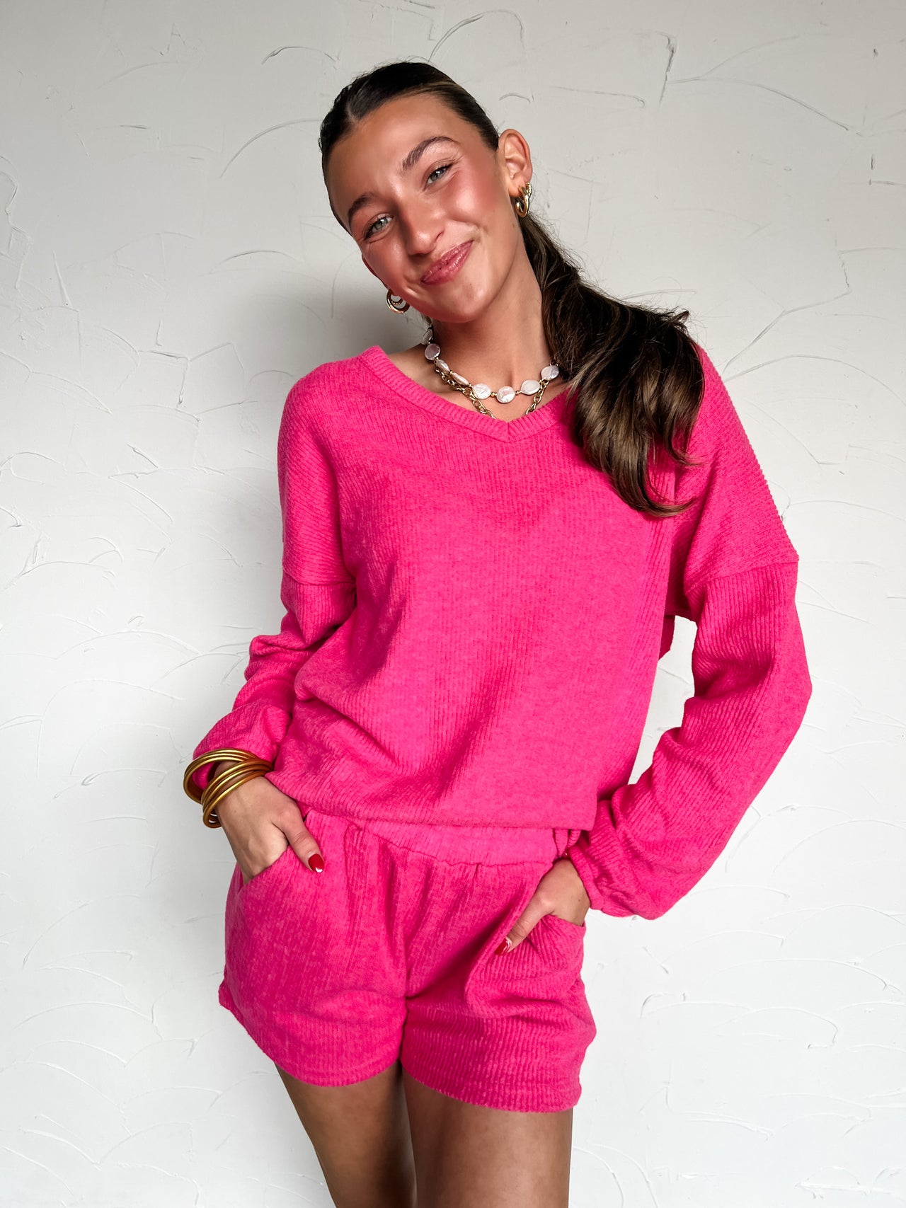 All On My Own Ribbed Hacci Set