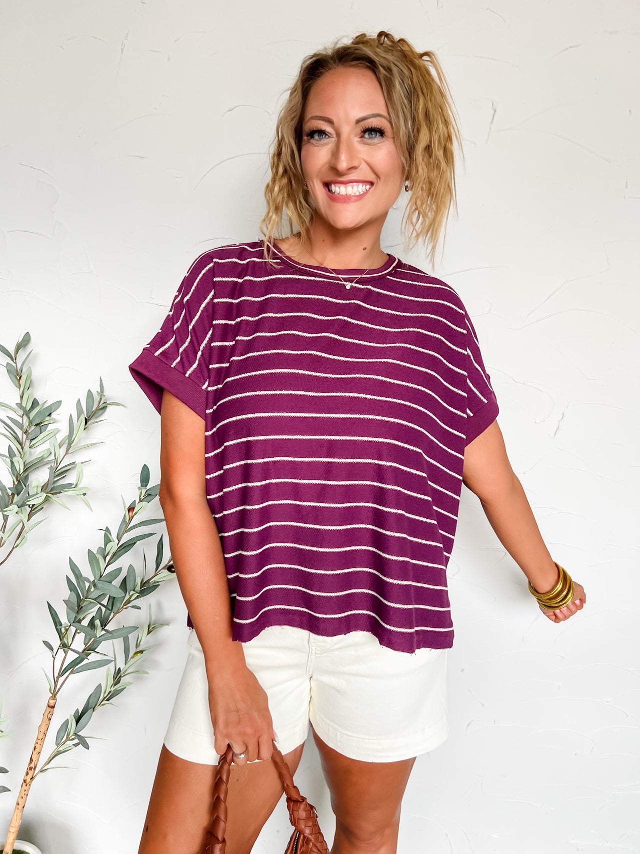 Always In Style Stripe Round Neck Top