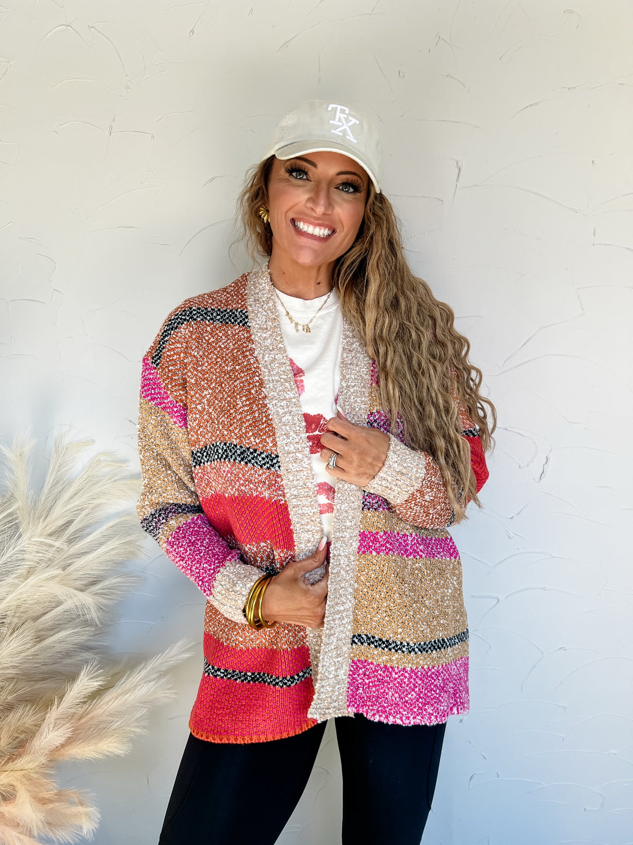 A Crisp Afternoon Color Block Cardigan- Fuchsia/Mustard