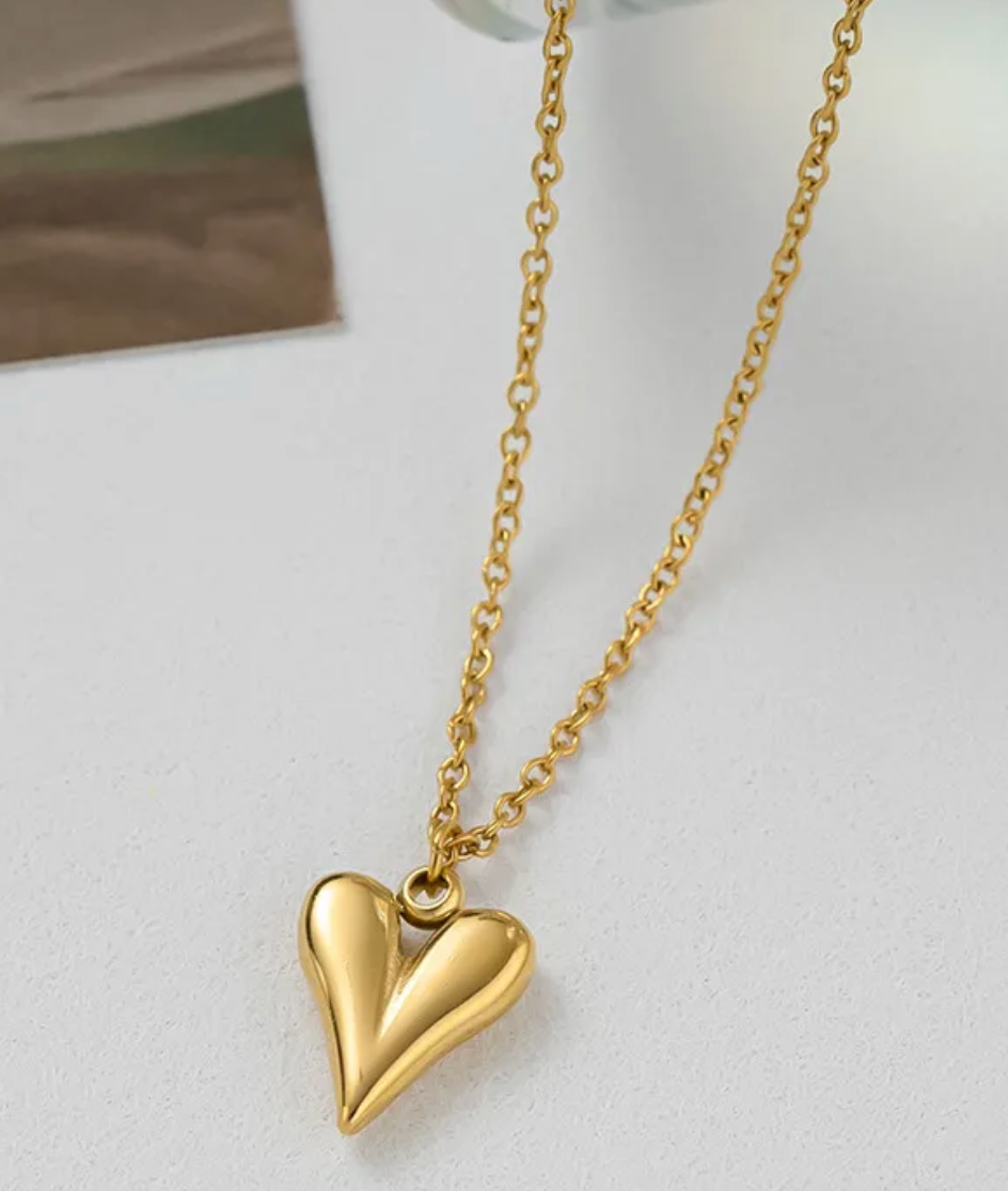 Jennifer Gold Droopy Heart Necklace