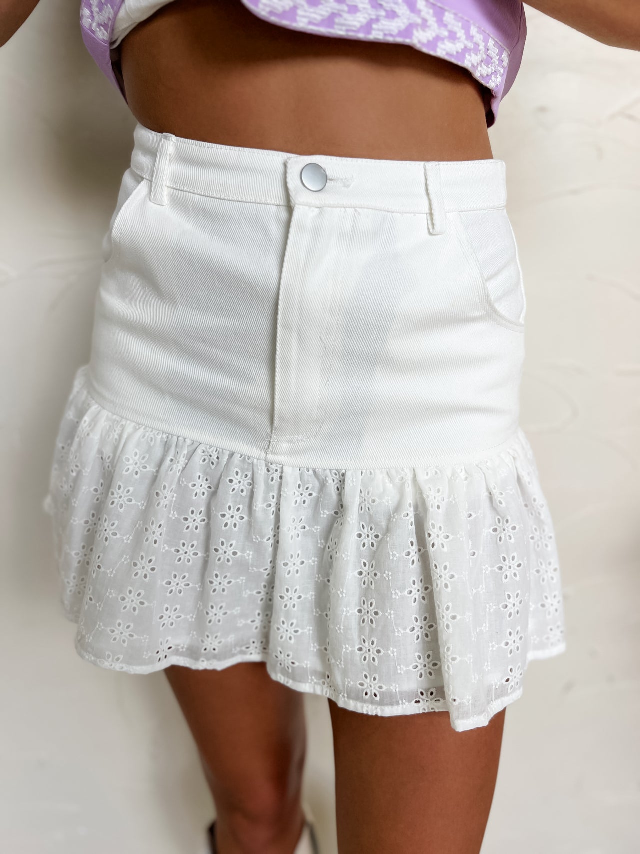 I Have My Reasons Ruffle Eyelet Skirt