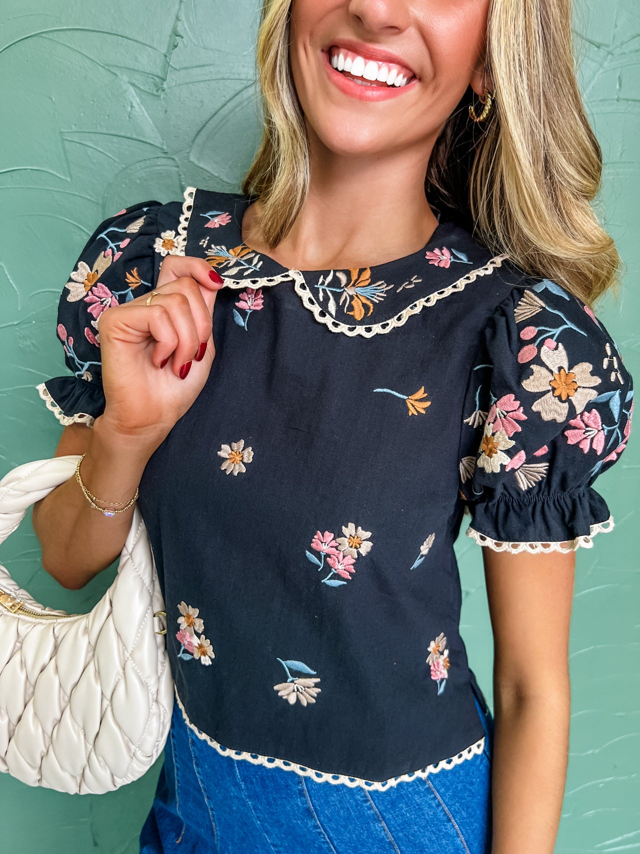 Moments Of Bliss Floral Embroidered Top