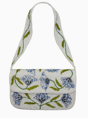 beaded Handbag with floral pattern on a white background
