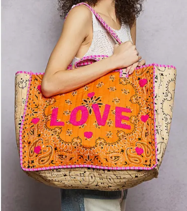 Charlie "Love" Quilted Tote Bag