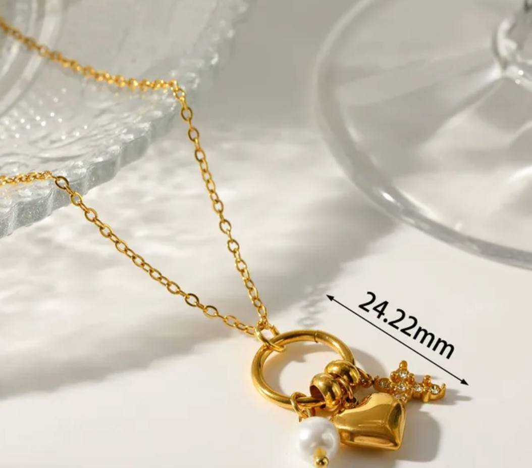 Addilynn Gold Heart Charm Necklace