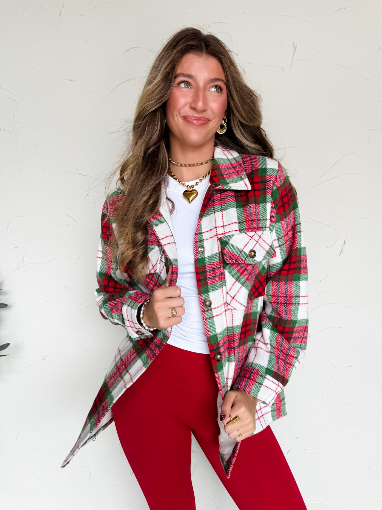 Red, Green, & White Plaid Jacket