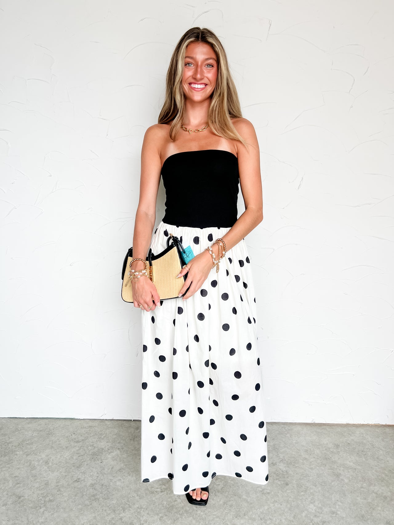 Start Your Day Polka Dot Tube Mini Dress