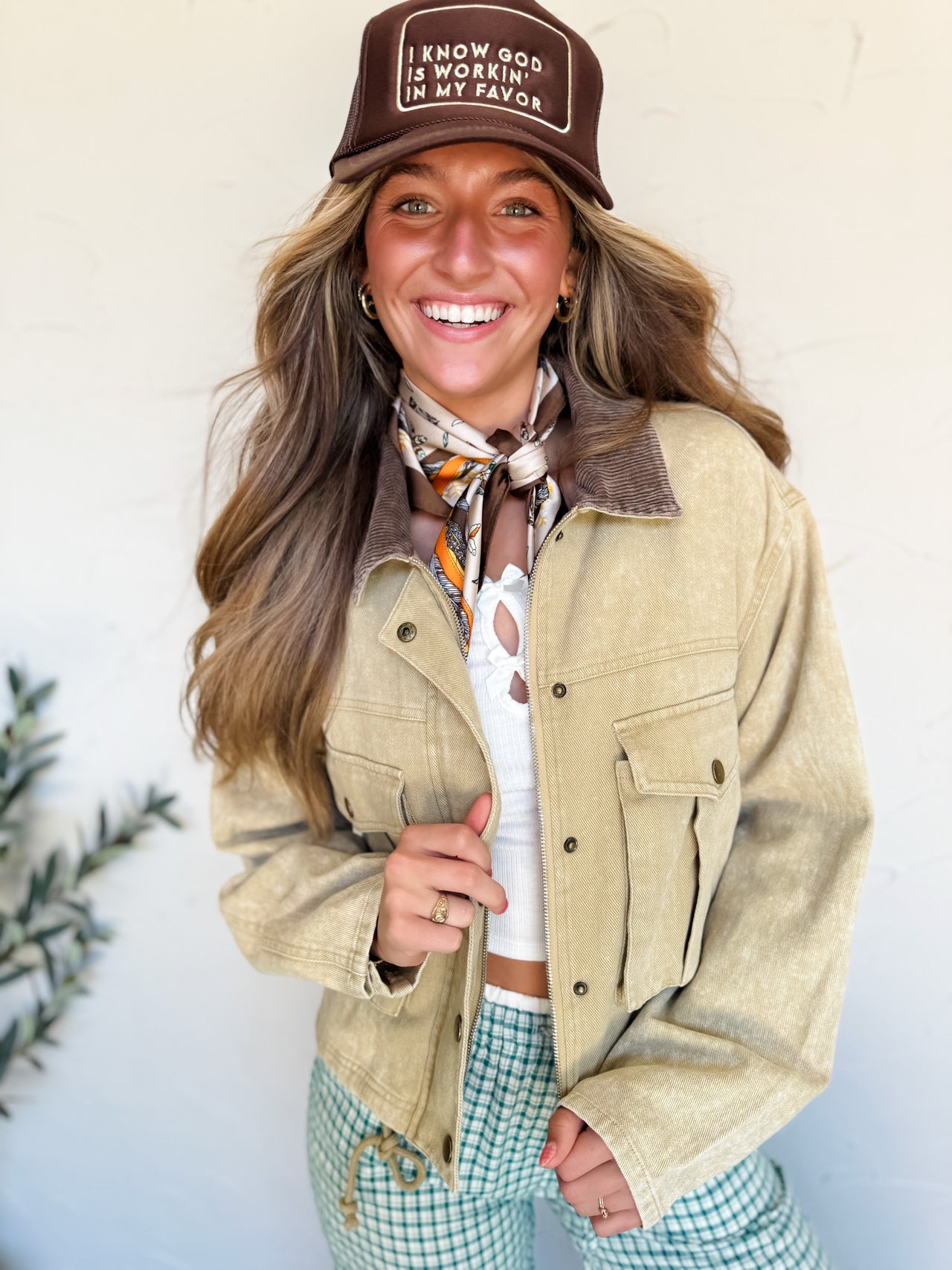Work From Home Corduroy Twill Crop Jacket- Sand