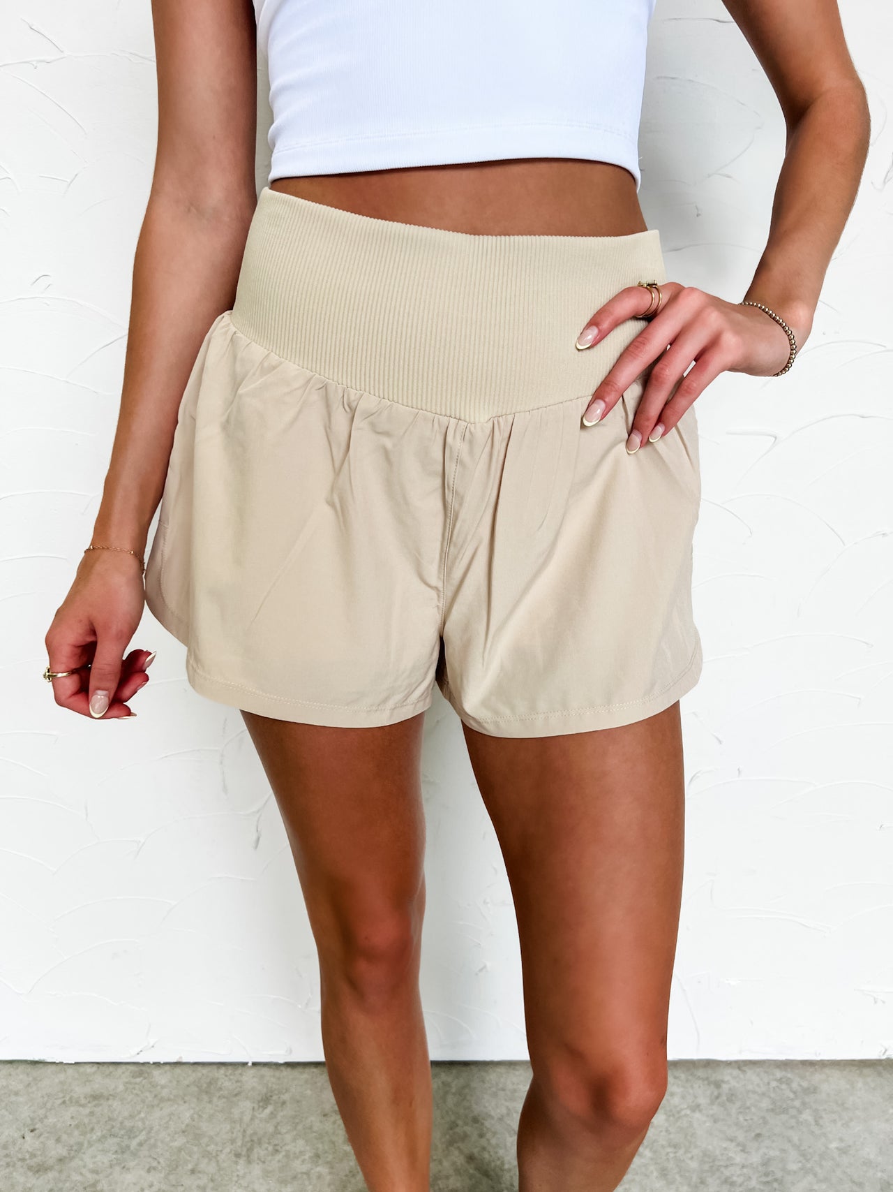 All The Fun Workout Shorts- Beige