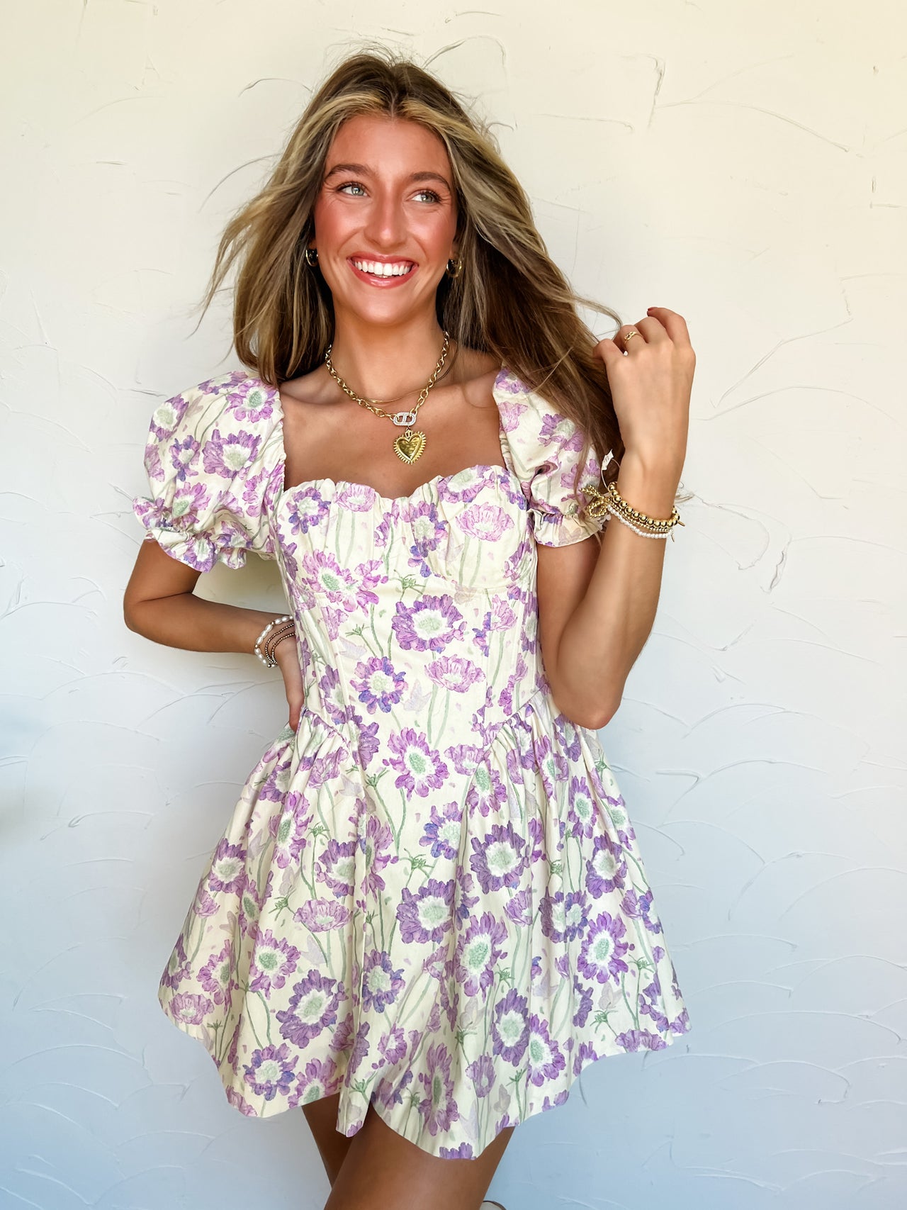 All Figured Out Lavender Floral Bustier Dress