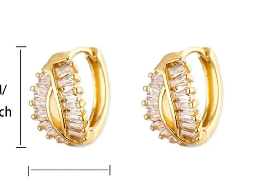 Charitee Crystal Double Row Gold Huggies