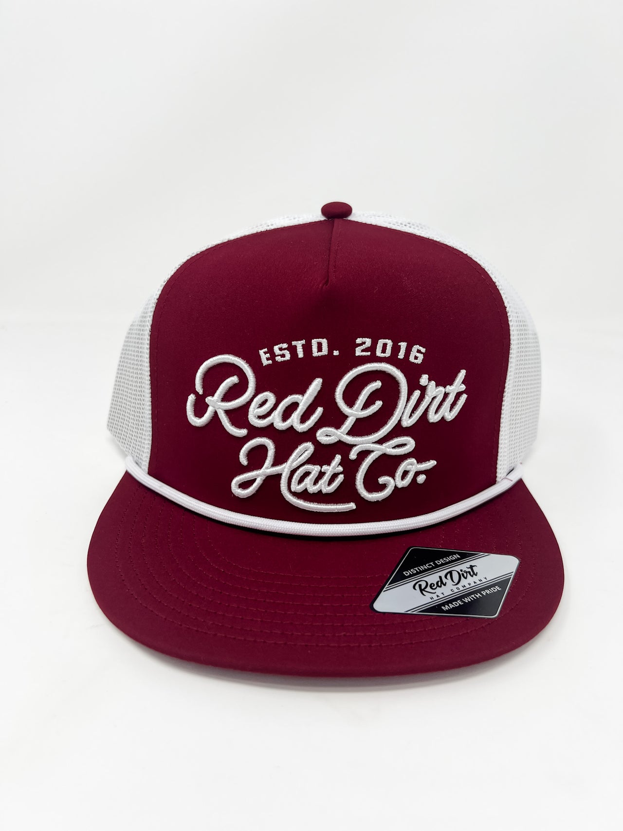 Lariat Hat- Burgundy/White