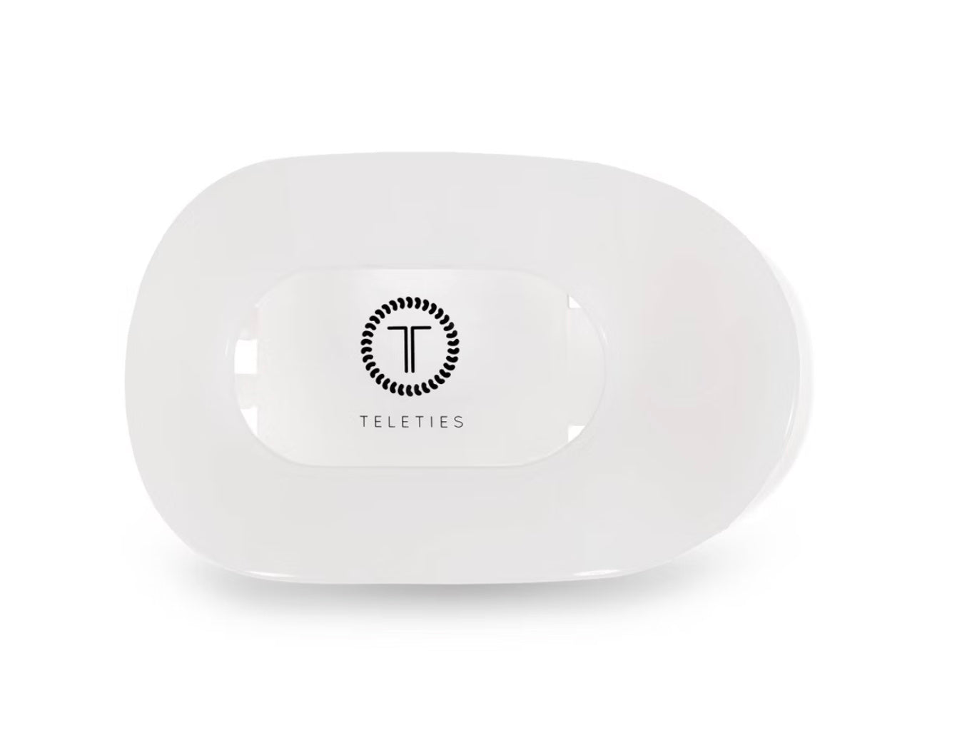 White hair clip with 'Telettes' logo on a white background