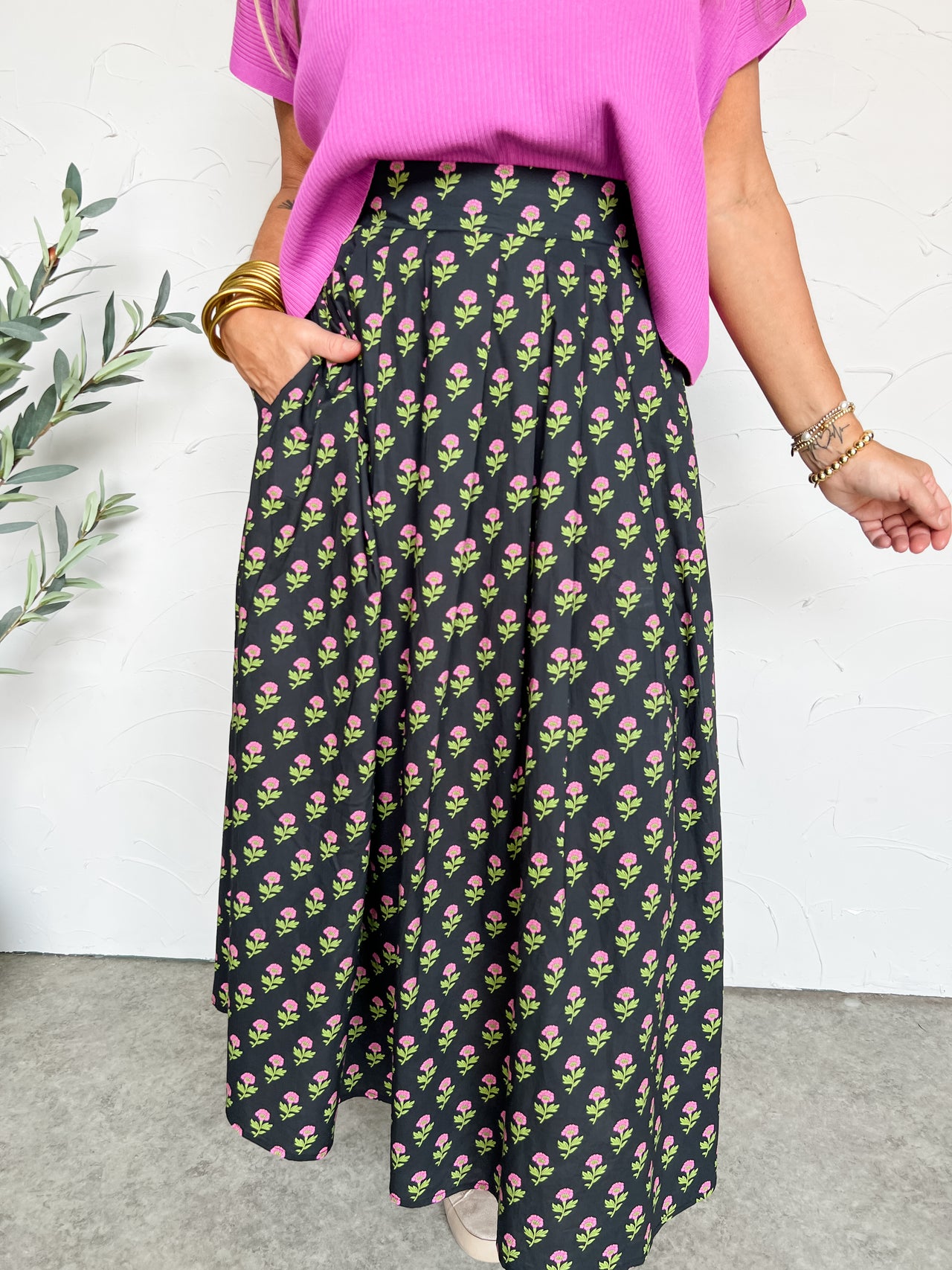 Garden Skies Floral Pleated Mini Skirt