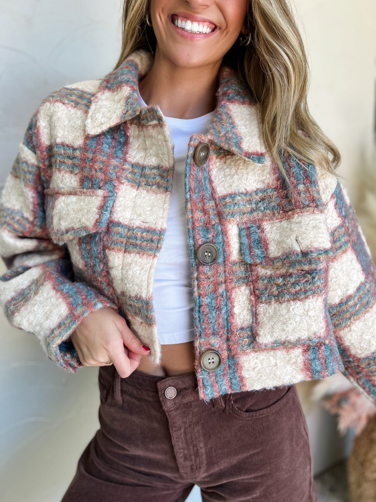 Against All Odds Plaid Crop Shacket