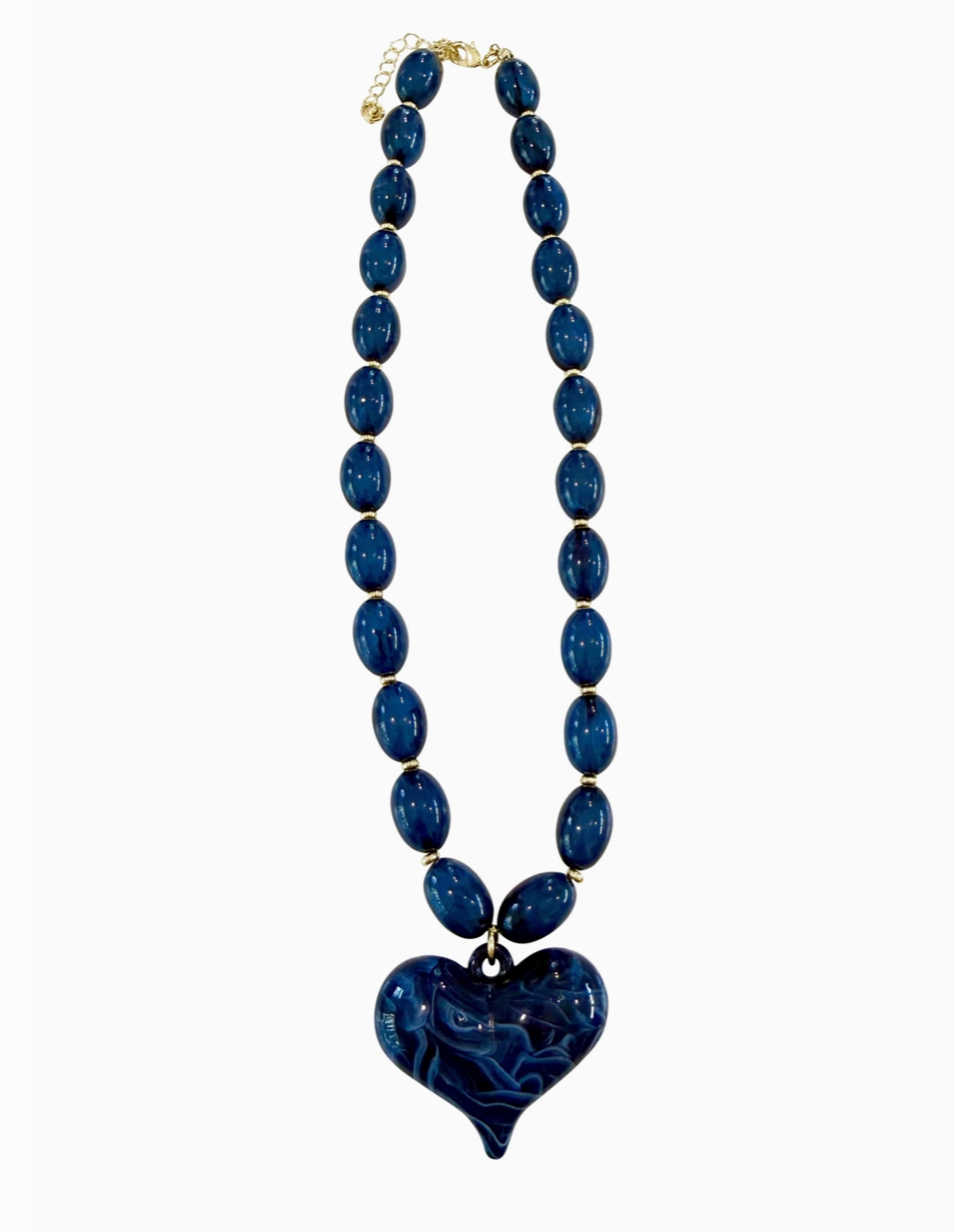 {Gemelli} Roxie Navy Beaded Necklace with Heart Charm