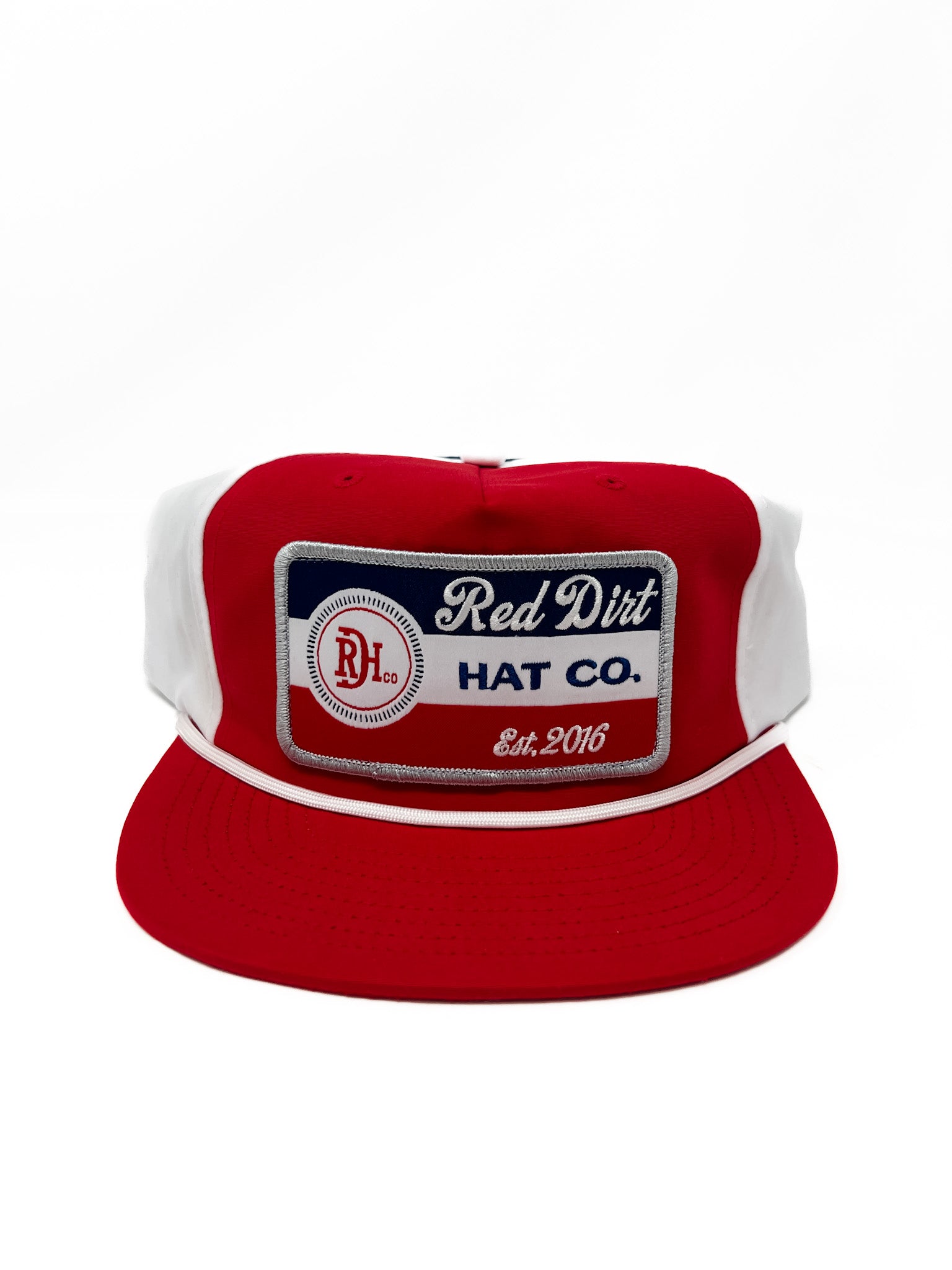 Red and white cap with 'Red Dirt Hat Co.' logo on a white background