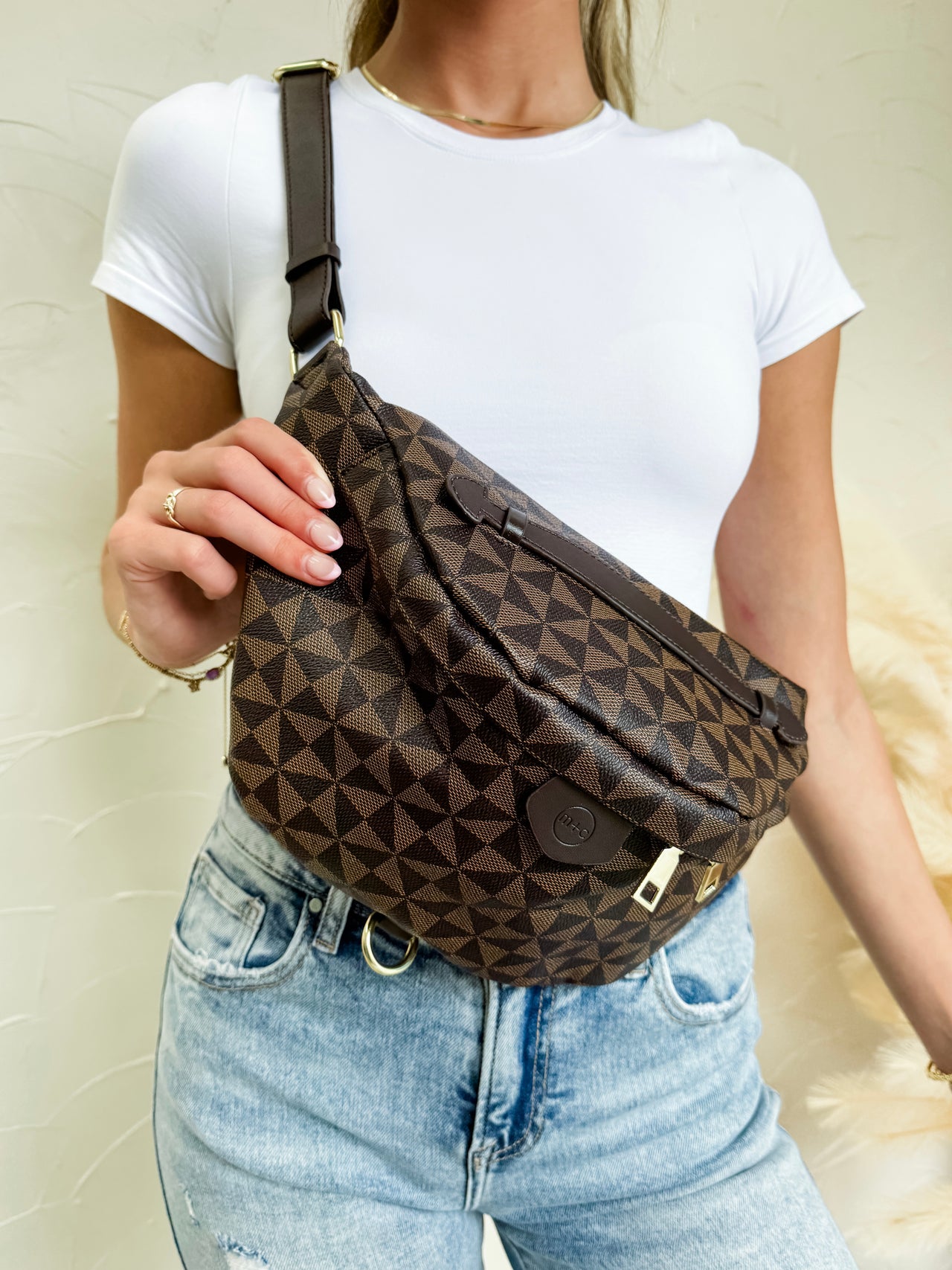 Adele Crossbody Fanny Pack- Brown Pinwheel