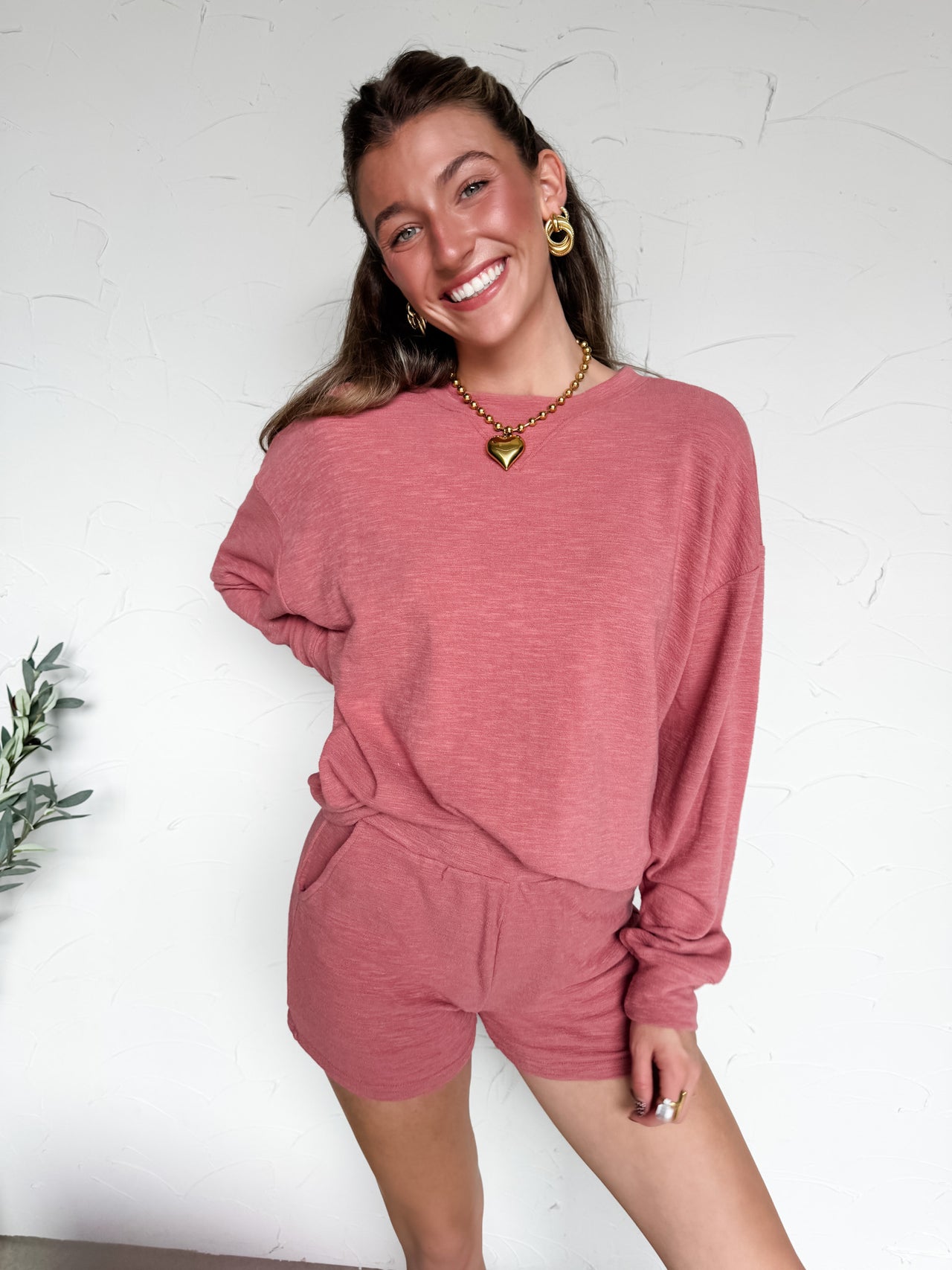 Nice Touch Knit Comfy Set- Winter Rose