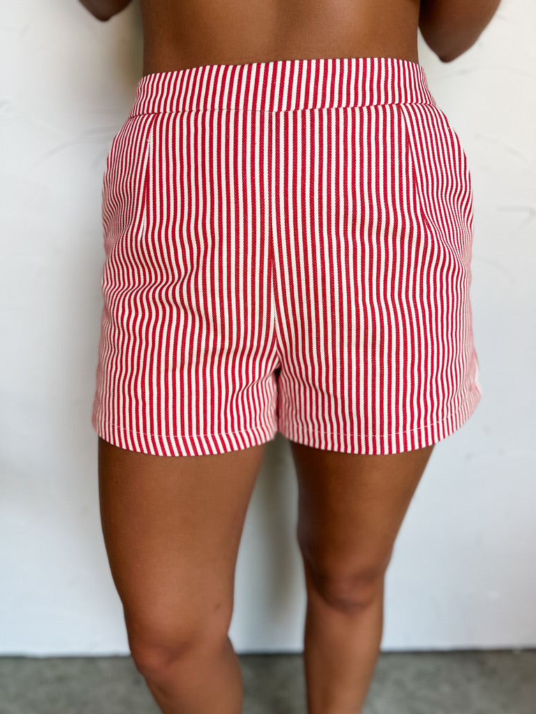 Be Kind Today Striped Tailored Shorts